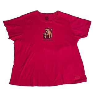 Life is Good Women's Pink-ish Red "Family is Forever" V-Neck Crusher Tee Size XX